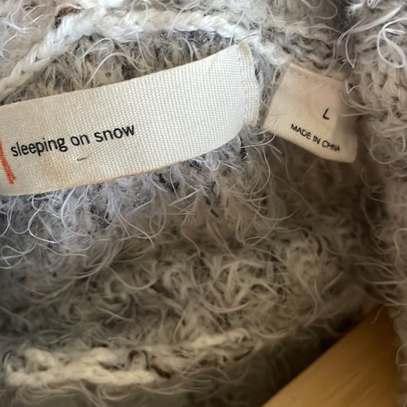 Anthropologie Sleeping on Snow Shelby eyelash sweater gray white dress large - Picture 5 of 7